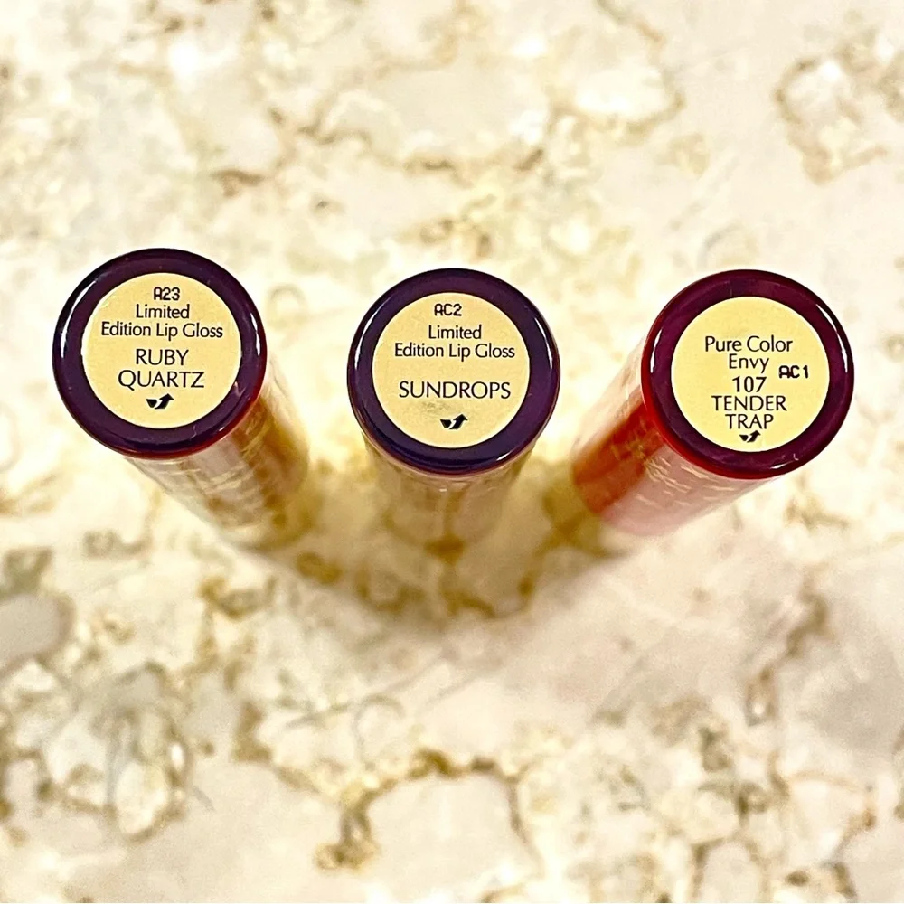 Estée Lauder Limited Edition Lip Gloss Full Size Sundrop Ruby Quartz Tender Trap